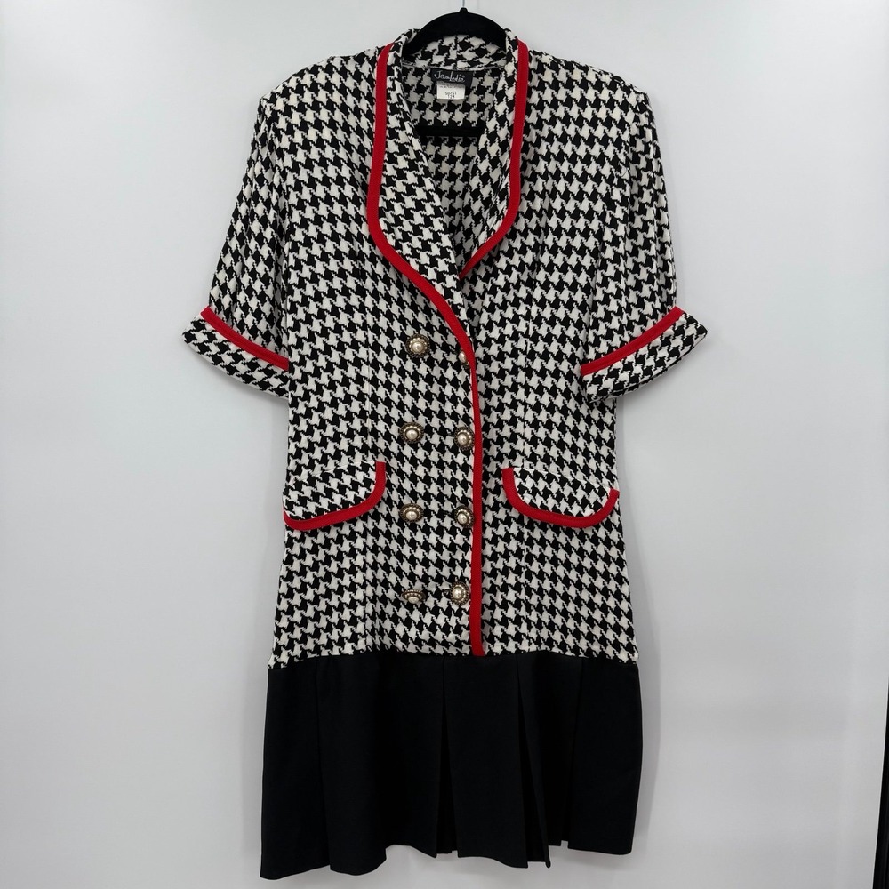 Vintage Jean Leslie houndstooth‎ knit dress 12M